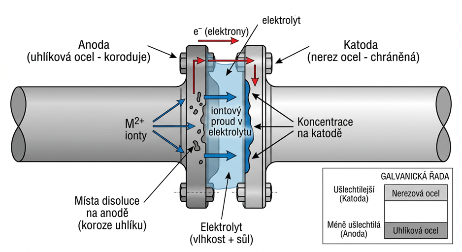 galvanická koroze schéma